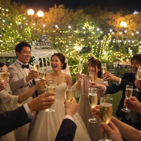 【ナイトウェディング】ガーデンパーティーの夜を楽しむ60名/250万円