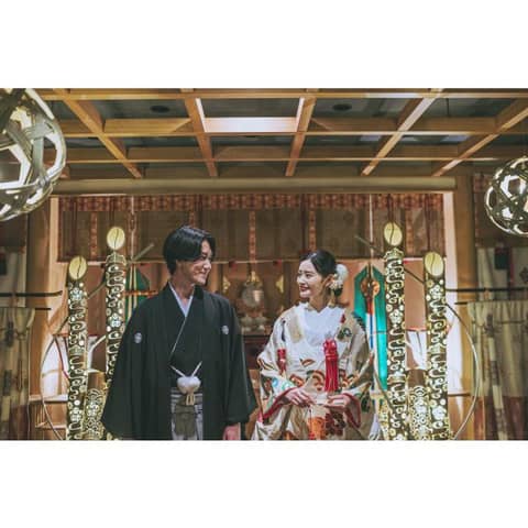 神殿竹あかりフォトプラン◆白無垢×紋付袴253,000円